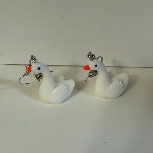 Charming White Duck Earrings